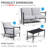 4-Person Steel Seating Group With Glass Table-401881812