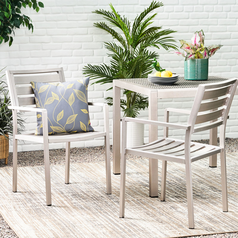 Chaise de salle à manger argentée pour 2 personnes - Structure en aluminium