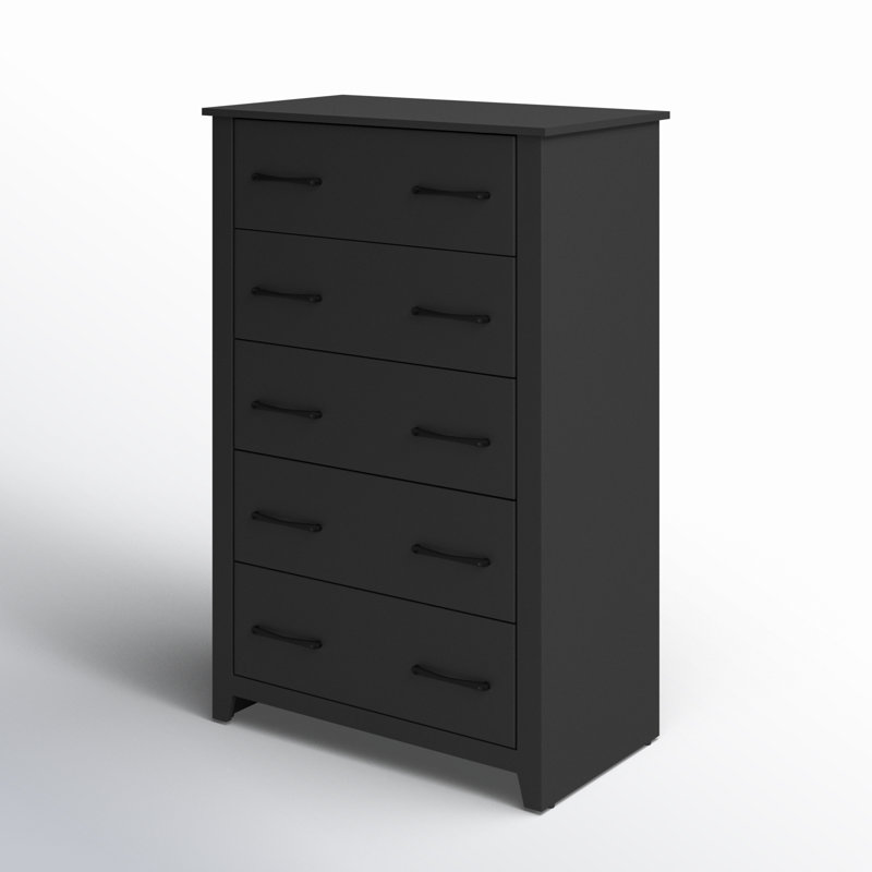 Commode 5 tiroirs H 46,7 po Walter, Noir