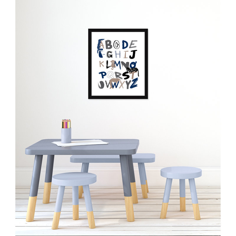 Critter Alphabet 1, impression sur papier, H 24,5 po x l 20,5 po x P 0,6 po, Encadré plat noir