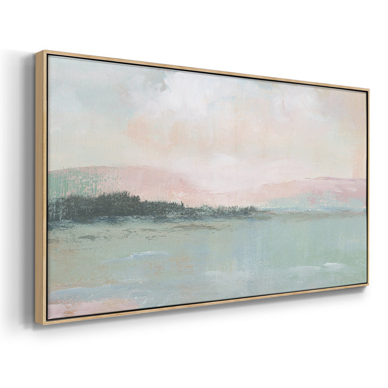 Distant Shore - Toile tendue avec châssis encadré - Prêt à accrocher, H 25 po x l 49 po, Naturel