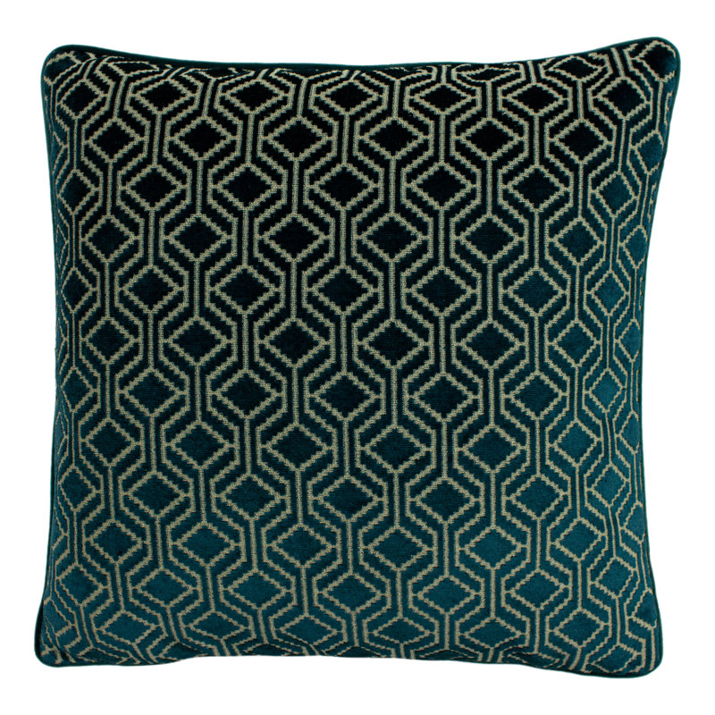 Avenue Geometric Square Throw Cushion, Teal