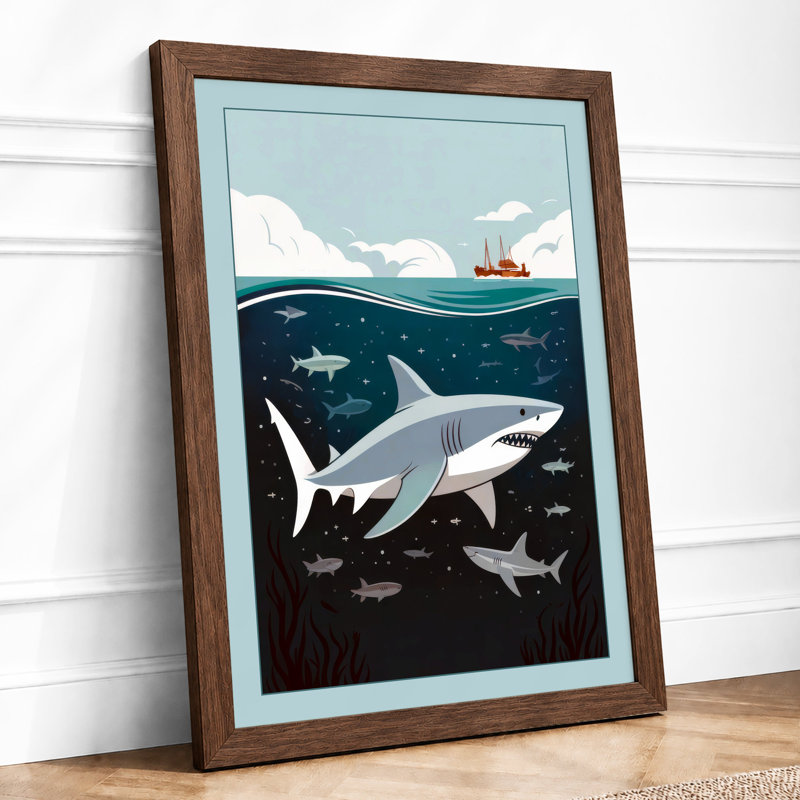 Surface and Depths Coastal - Framed Print, A1 - 84.1 x 59.4 cm, Walnut
