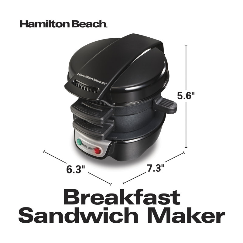 Hamilton Beach Breakfast Sandwich Maker with Egg Cooker Ring, Black
