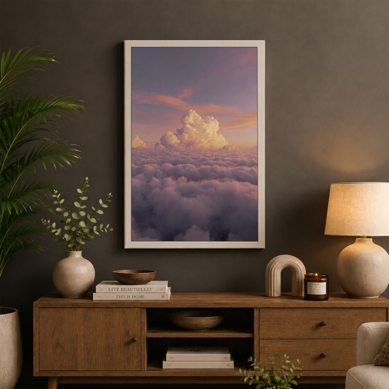 Above the Clouds Minimalist - Wrapped Canvas, Ochre Border, 30x20 - 76.2 x 50.8 cm