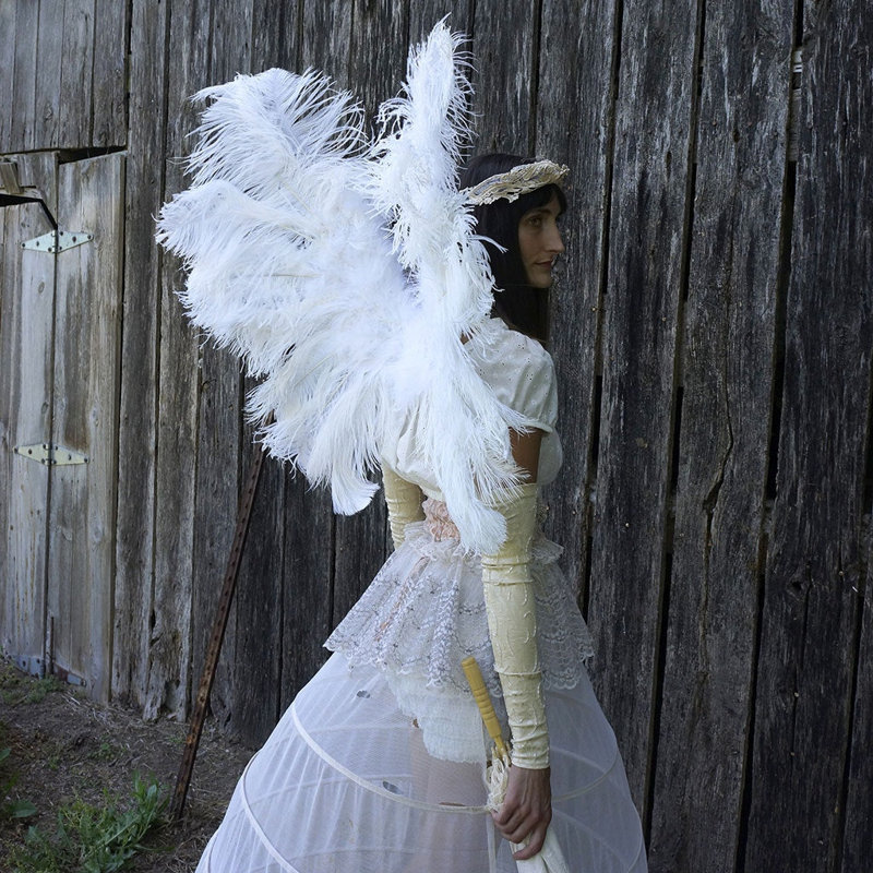 Large Ostrich Feather Wings - White
