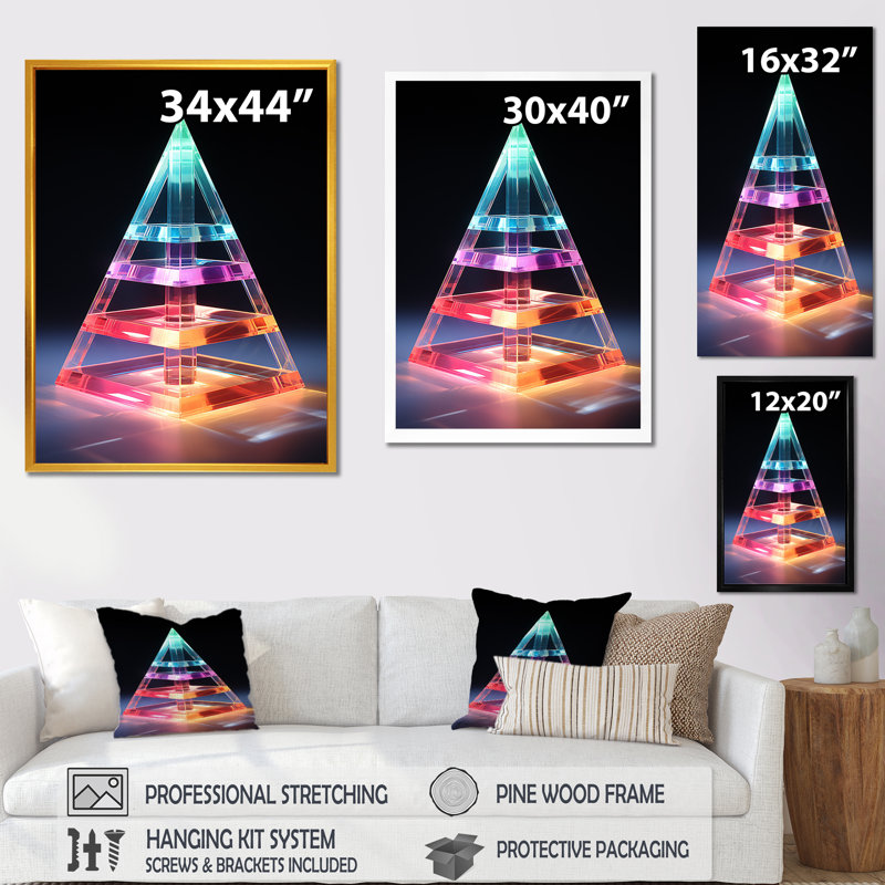 Pendular Prism Abstract Geometric 2 - art mural géométrique, Cadre simple noir, H 40 po x l 30 po x P 1,5 po