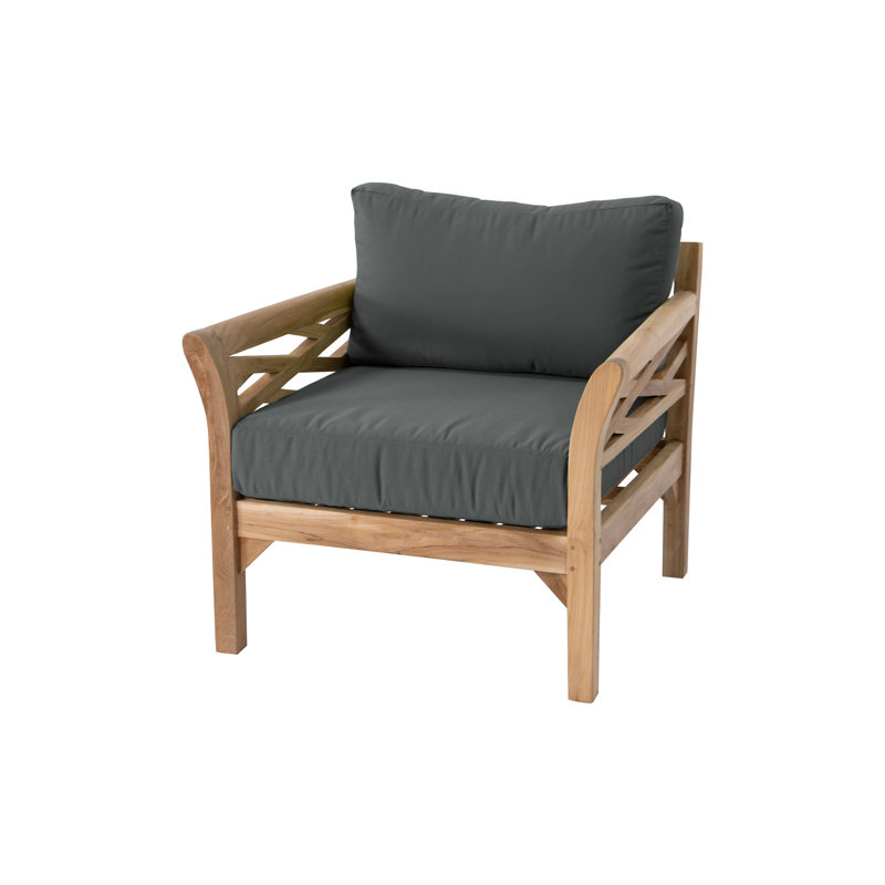 Monterey Teak Outdoor Club Chair with Sunbrella Cushions, Coal