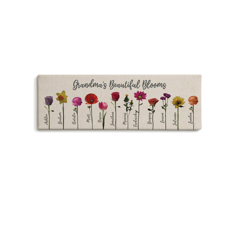 Her Flower Garden, toile 9 noms, H 6 po x l 18 po, Oui