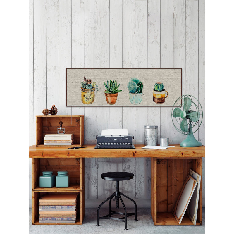 Cuatro Cactus 1 Piece Floater Frame Wall Art on Canvas, 25cm H x 76cm W x 4cm D