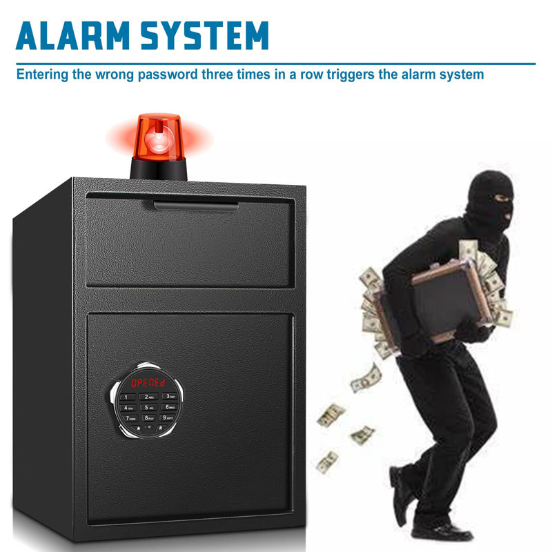 Black Heavy-Duty Carbon Steel Depository Drop Safe with Electronic Keypad