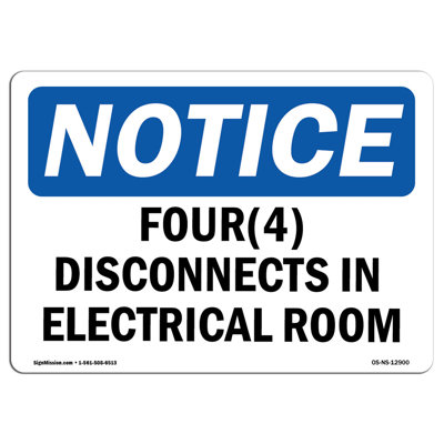 Four Disconnects in Electrical Room Sign