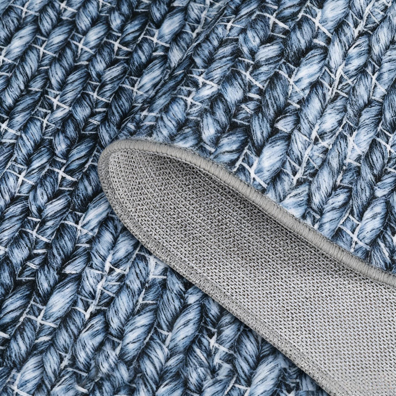 Tapis à poils courts Boho pour la maison et le bureau, Blue, Rectangle 10' x 13'