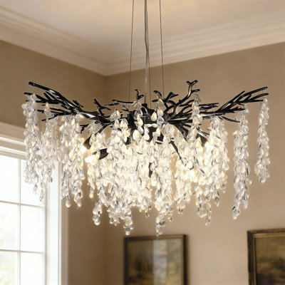 32-Inch 10-Light Crystal Tree Branch Chandelier For Living Room Bedroom