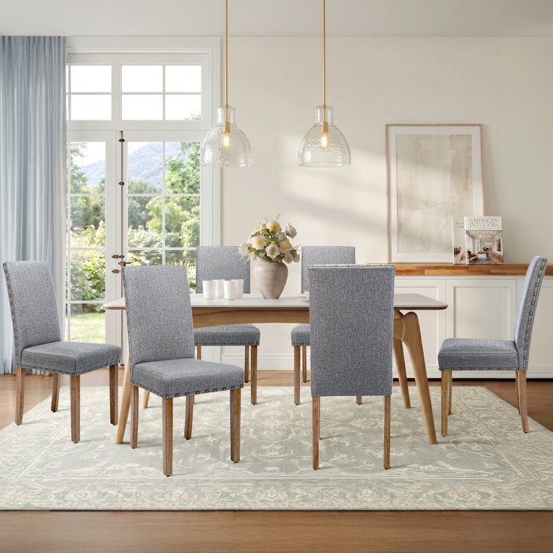 Allaya 19'' H Linen Upholstered Parsons Chair, Gray