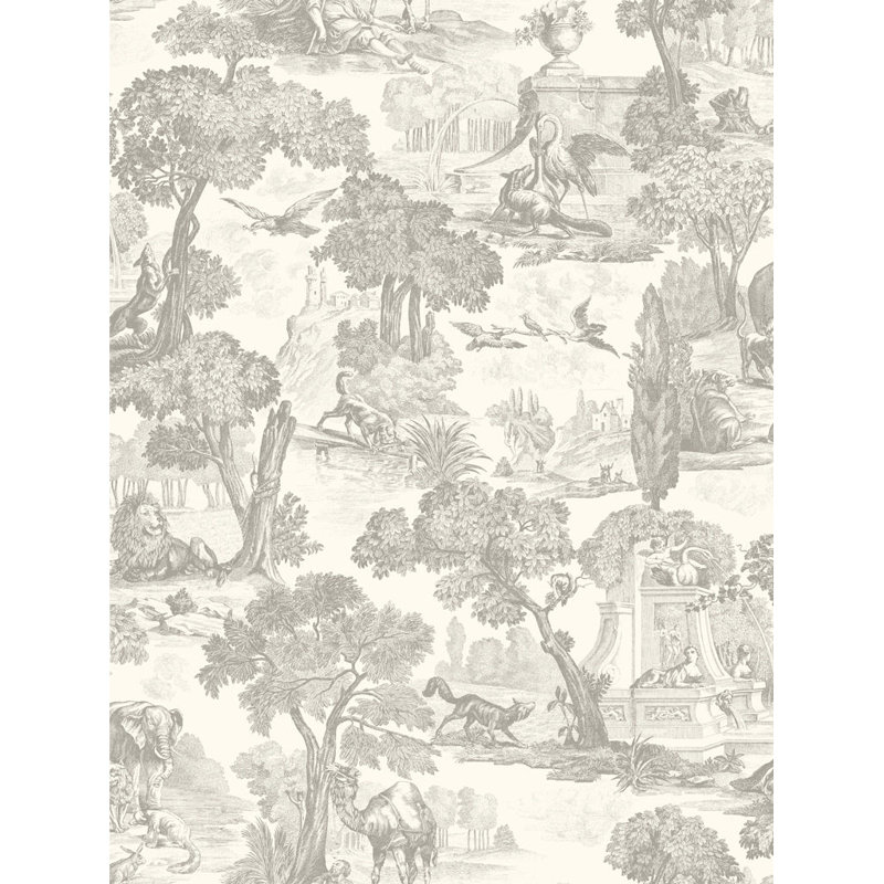 Versailles Toile Wallpaper Roll, Charcoal