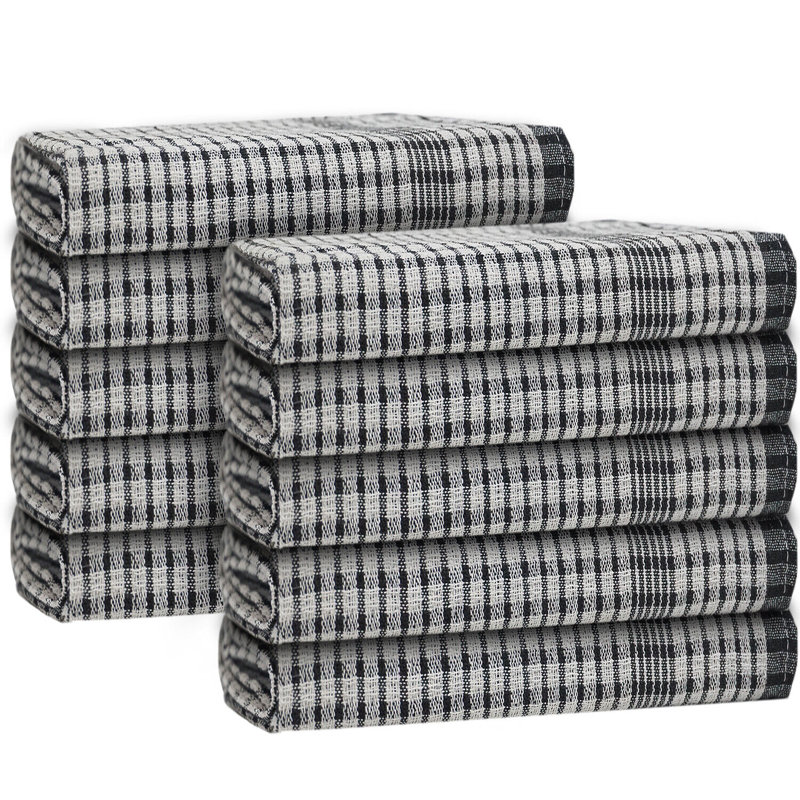 Cotton Stripe Jacquard Tea Towel Kitchen Towel, Black