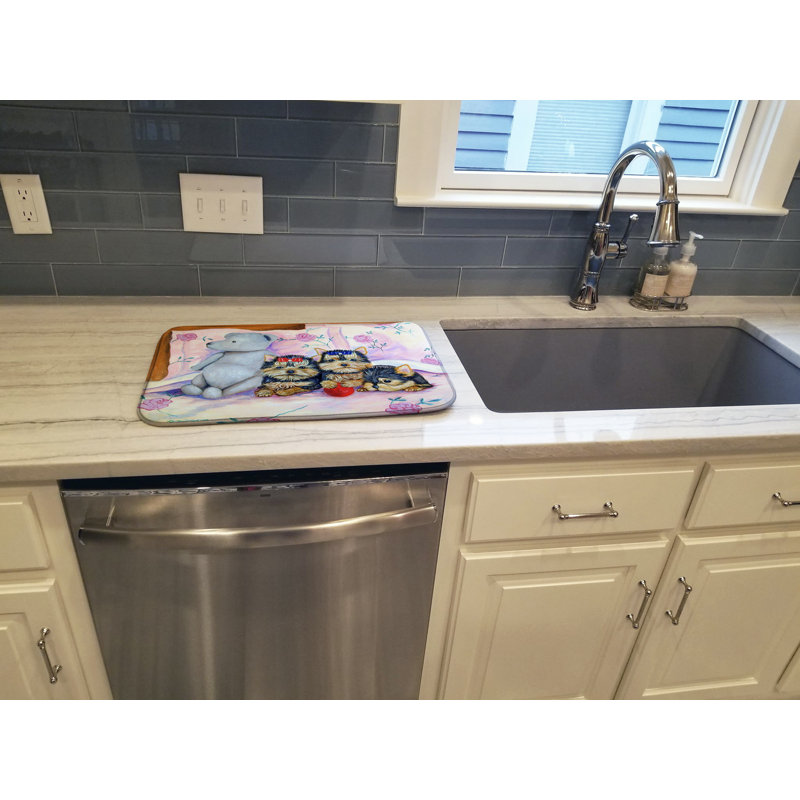 Tapis de séchage à trois rangées yorkie décoratif