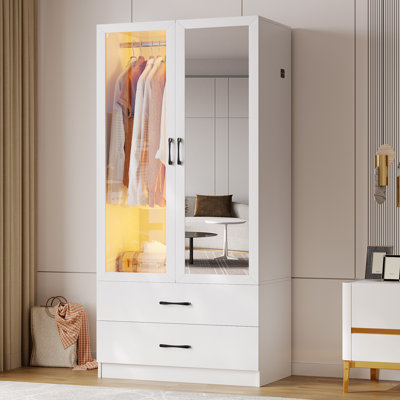 2 Doors Armoire Wardrobe With 2 Drawers And Human Sensory Module