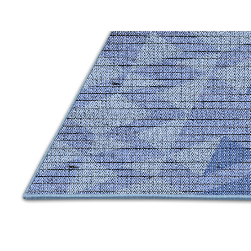Bleu géométrique Tapis décoratif, Rectangle 5 pi x 7 pi