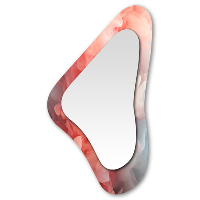 Blanquilla Pink Polar Radiance smoke I - Abstract Unique Shape Decorative Mirror, Modern Freeform Large Wall Mirror, Printed Metal Art