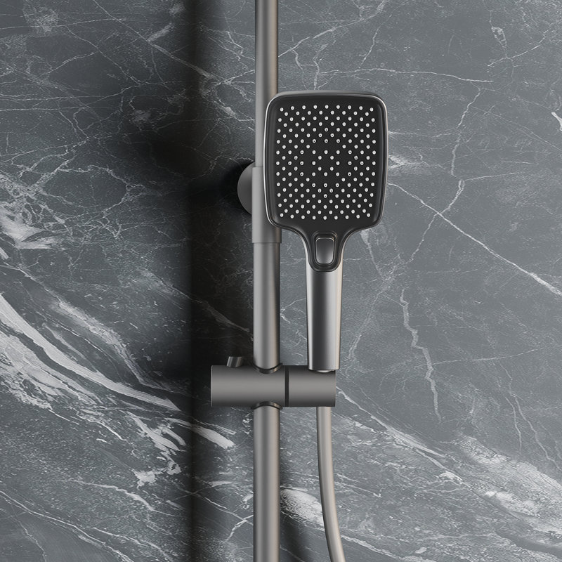 Three-outlet thermostatic shower, gray, Grey, Knob