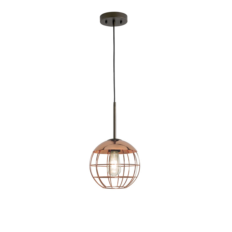 Luminaire suspendu en verre Melveen Globe, Cuivre poli