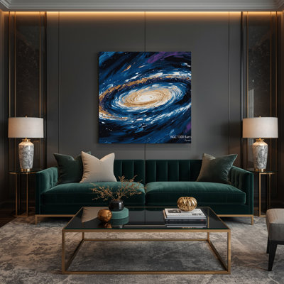 Art mural sur toile, galaxie spirale barrée