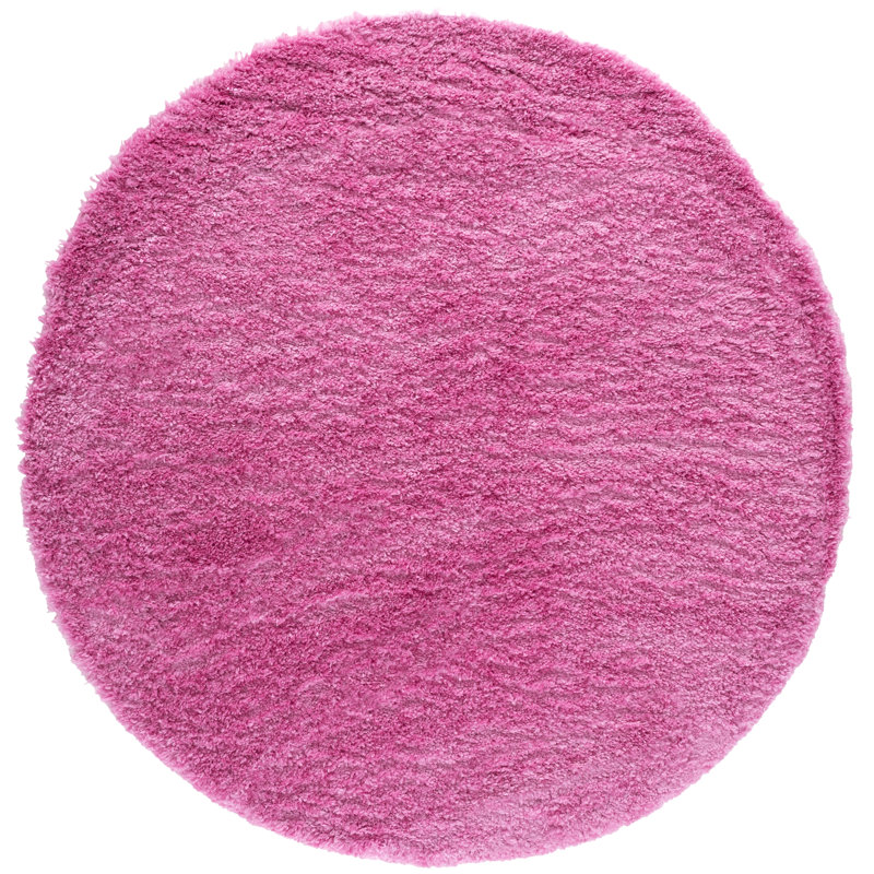 Tapis ivoire à poils longs Sador, Rond 6 pi 7 po, Pink