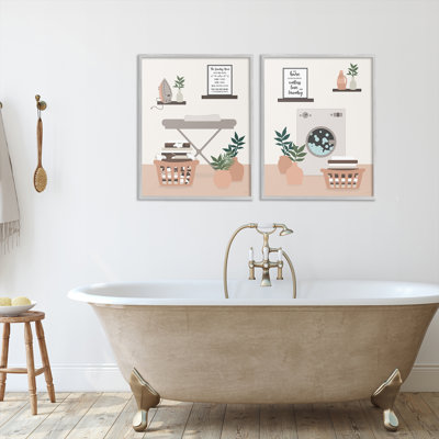 Laundry Interiors with Quotes 2 Piece Framed Giclee Art Set, design by Natalie Carpentieri