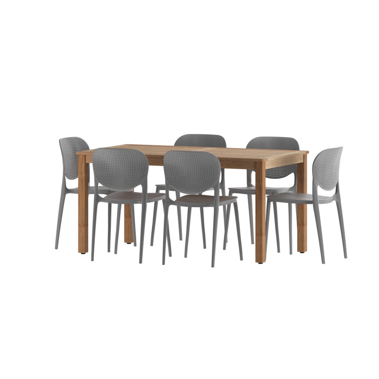 Anautica 59'' Rectangular 6 - Person Outdoor Dining Set
