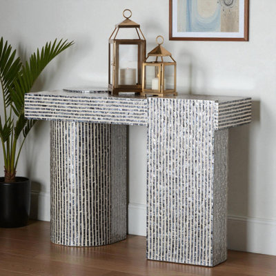 Console Ralston à motif géométrique en coquillage Capiz