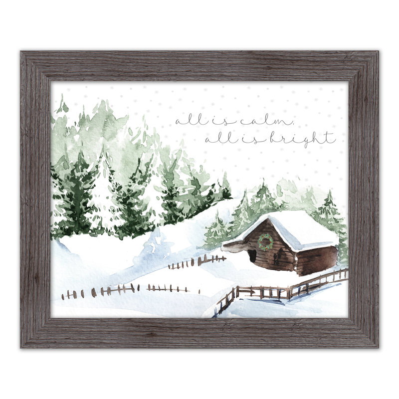 Snowy Cabin, reproduction encadrée