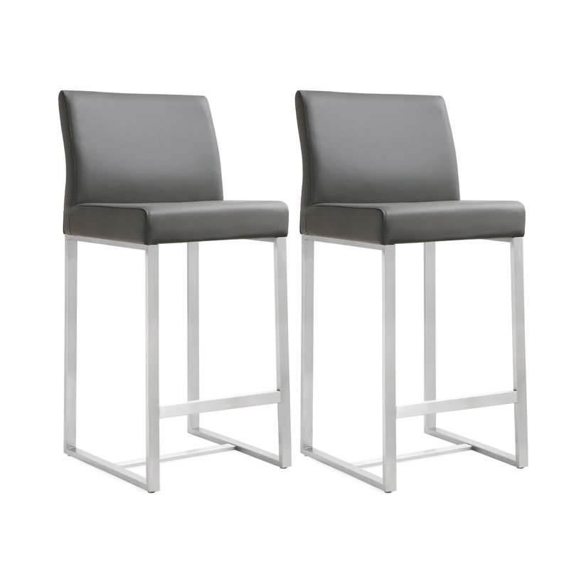 Tabouret Orville, gris, Tabouret de comptoir (siège d'une hauteur de 27 p, Argent