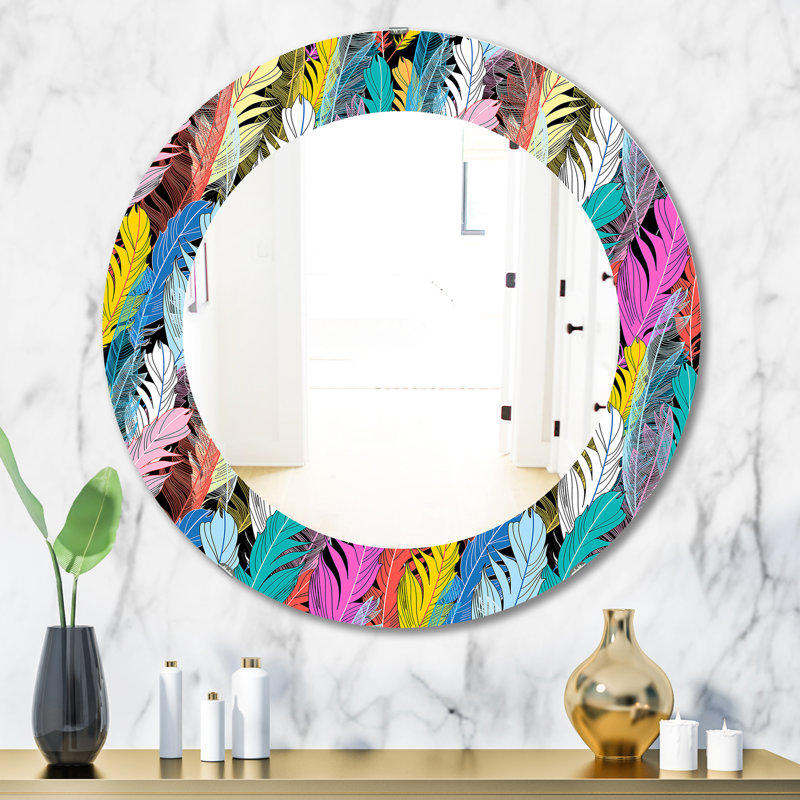 Miroir décoratif Feathers, H 31,5 po x l po