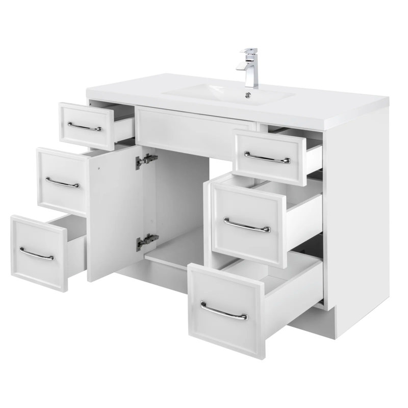 Ensemble de meuble-lavabo simple 48 po Manhattan, Blanc, Chrome chrome, 48"