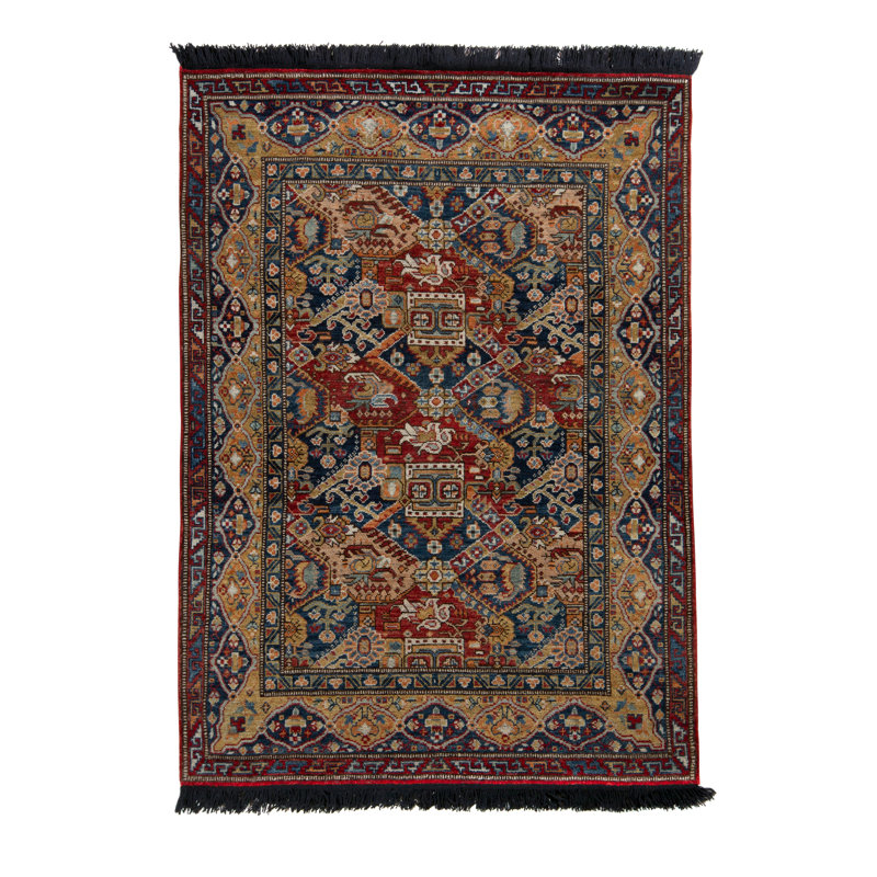 Burano Hand Knotted Wool Floral Area Rug, Runner 3' x 12'
