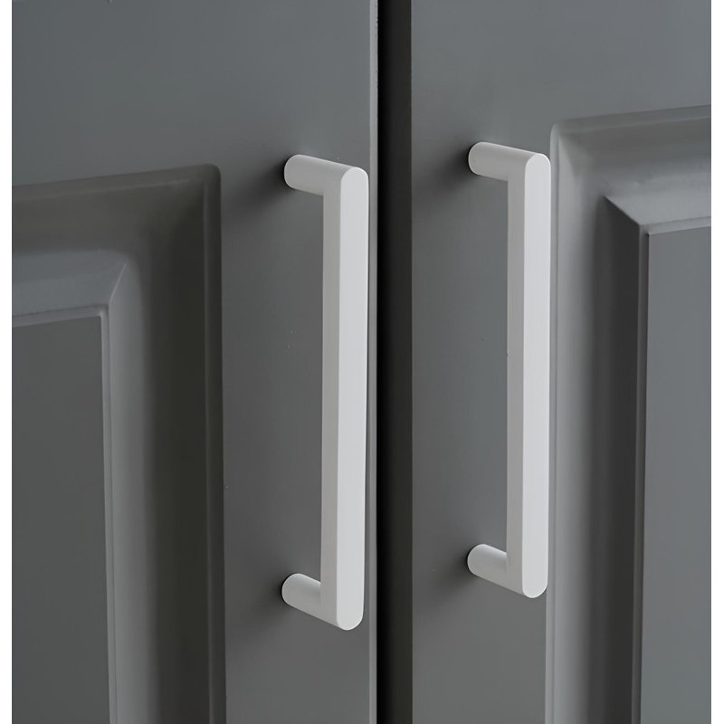 Solid Brass Handle, Cabinet Door Handle, Minimalist White, Pack Of Multiple