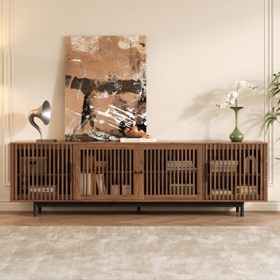 78 Inch Modern TV Stand For Tvs Up To 85", With Closed Storage & Cable Management, Soft-Closing Hinges, Solid Wood Legs For Living Room