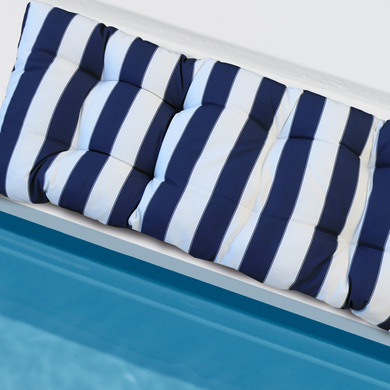 Outdoor Bench Cushions, Navy, Striped