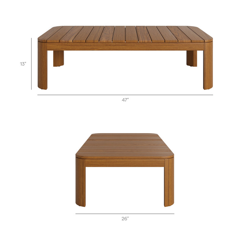 Table basse d'extérieur en bois de teck de 47 po Kona, Naturel