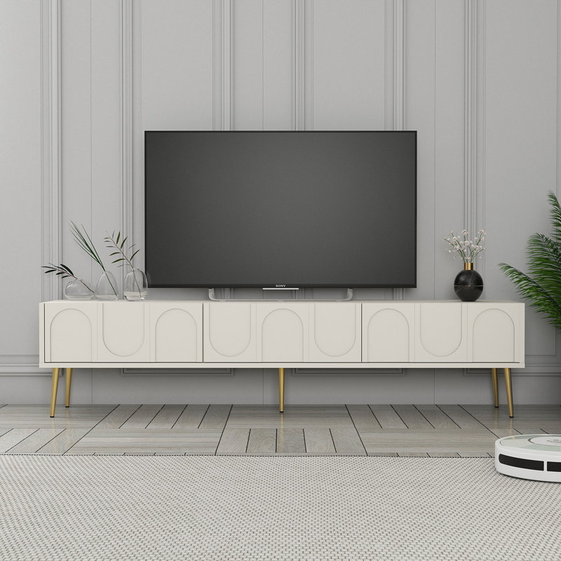 Keikei Unfinished TV Stand, Cream/Gold