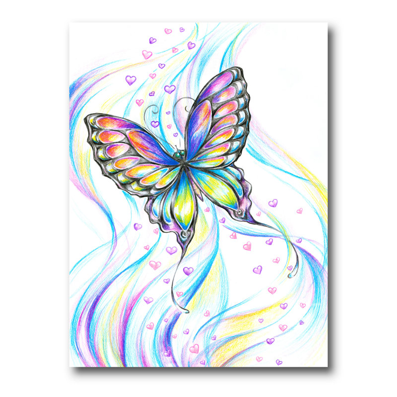Iridiscent Butterfly - peinture sur toile, Toile tendue, H 20 po x l 12 po x p 1 po
