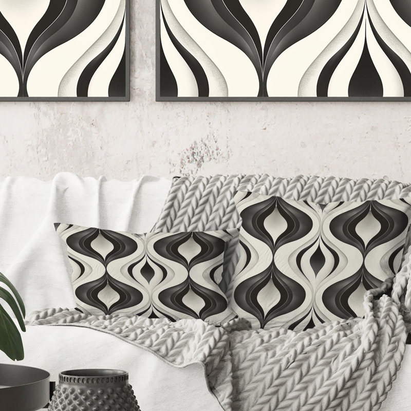 Oreiller noir et blanc - coussin lombaire moderne