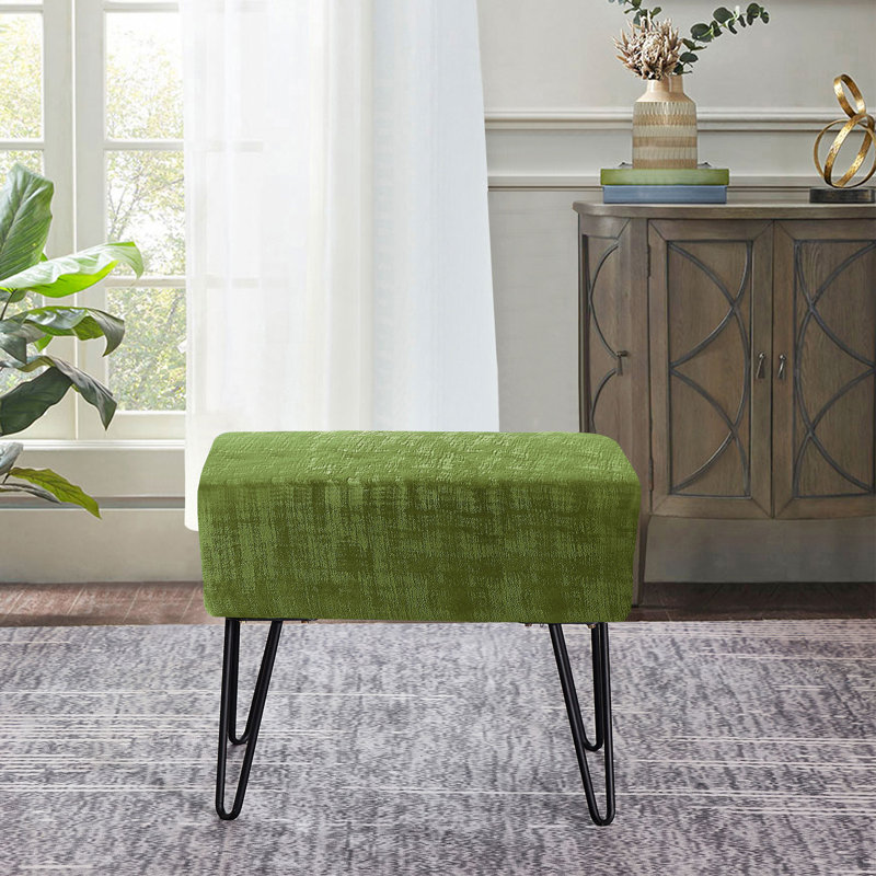 Alegre Velvet Ottoman, Calla Green Velvet