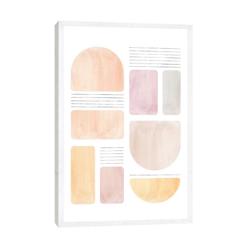 Abstract Geometric Shapes - Painting on Canvas, White Framed, 101.6cm H x 66.04cm W x 3.81cm D