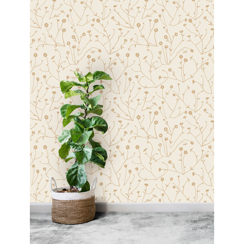Susan Hable Floral Wallpaper by Susan Hable, Cream/Orange