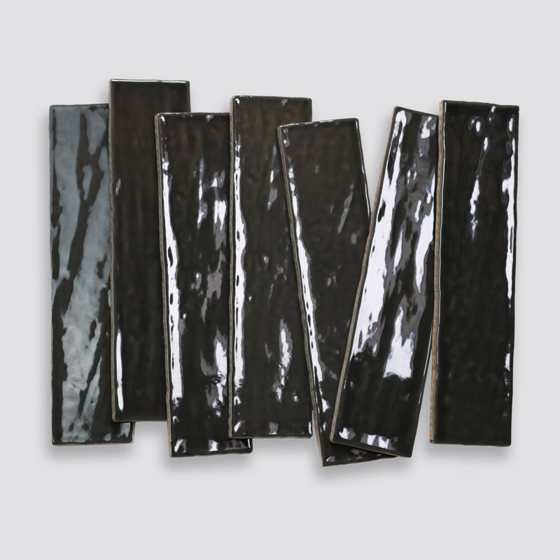 Marin 2.5" x 10" Porcelain Subway Wall & Floor Tile, Black Sea