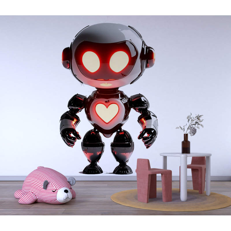 Art mural robot mignon, décor de chambre de bébé robot, art de robot chambre d'enfant, cœur robot 156Mv, H 55 po x l 29 po