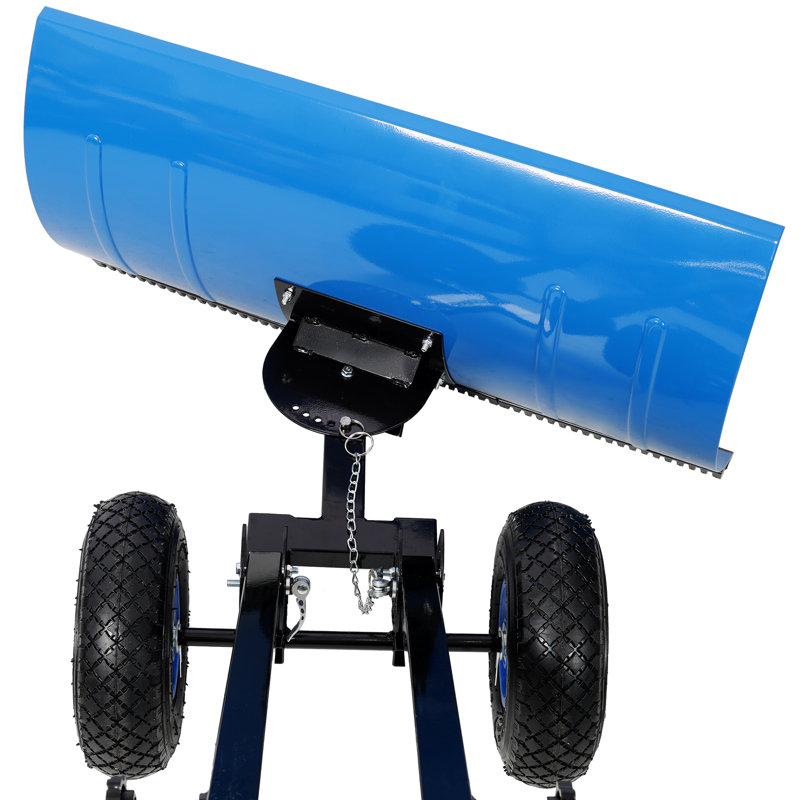 Dual-Bar Snow Shovel with Wheels, Adjustable Handle and 5-Position Blade for Driveways & Walkways, 29"*25, Blue